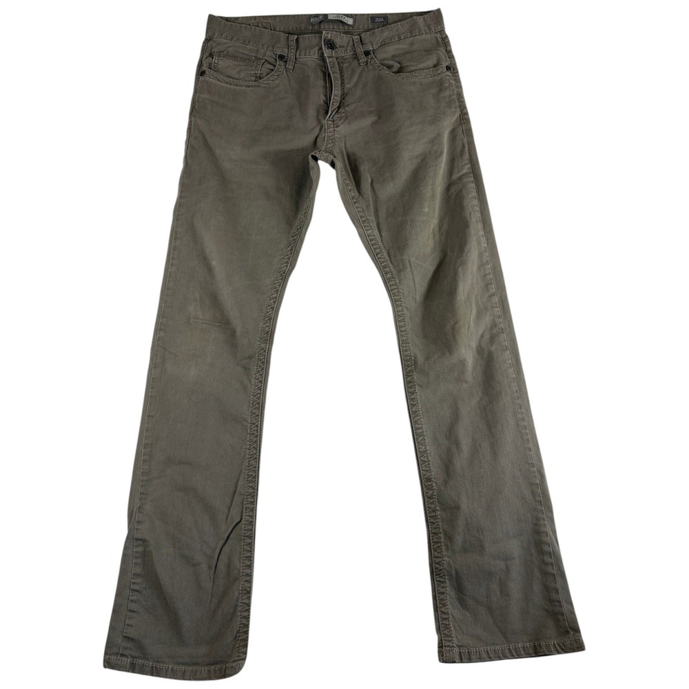 BKE Casuals Jake Pants Mens 33L Olive Green Stretch Regular Fit Straight Leg